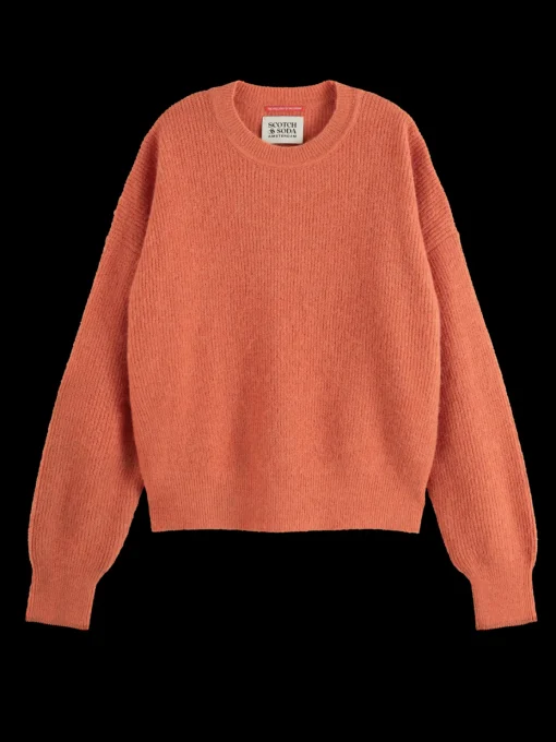 Fuzzy crew neck pullover