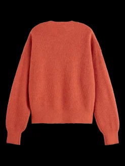 Fuzzy crew neck pullover