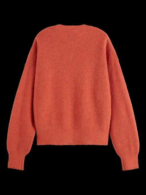 Fuzzy crew neck pullover