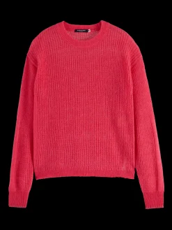 FUZZY OPEN KNIT RELAXED PULLOVER