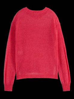 FUZZY OPEN KNIT RELAXED PULLOVER