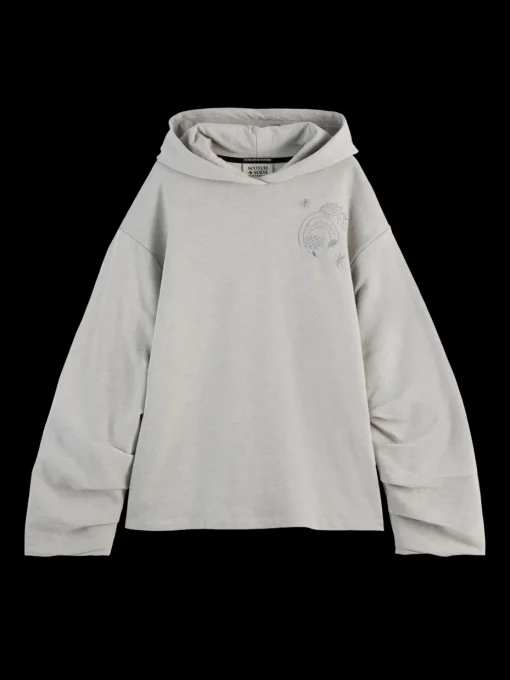 GATHERED SLEEVE OVERSIZED FIT HOODIE