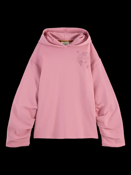 GATHERED SLEEVE OVERSIZED FIT HOODIE