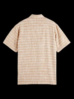 Horizontal cotton linen stripe shirt