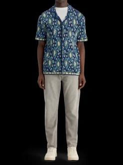 Jacquard knitted short-sleeved shirt