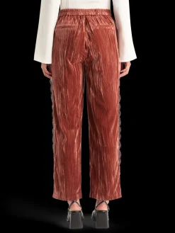 LACE TRIMMED VELVET PANT
