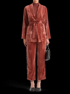 LACE TRIMMED VELVET PYJAMA BLAZER