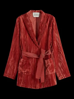 LACE TRIMMED VELVET PYJAMA BLAZER