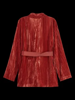 LACE TRIMMED VELVET PYJAMA BLAZER