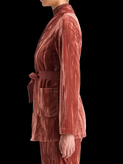 LACE TRIMMED VELVET PYJAMA BLAZER