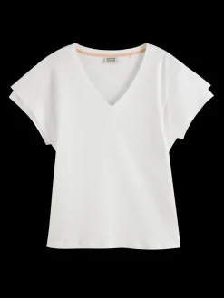 LAYERED SLEEVE BOAT NECK T-SHIRT