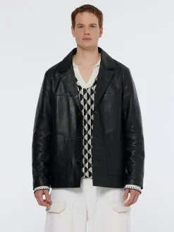 Leather blazer jacket