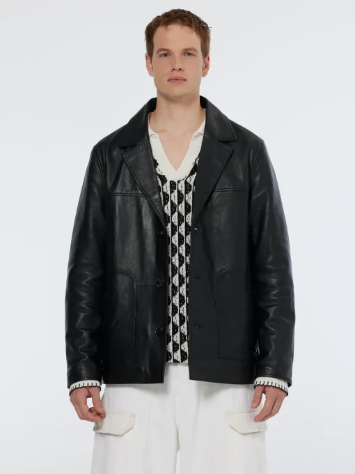 Leather blazer jacket