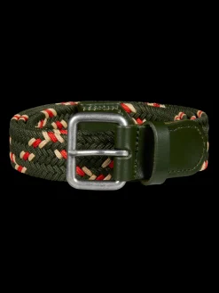 Leather trimmed braided cord belt