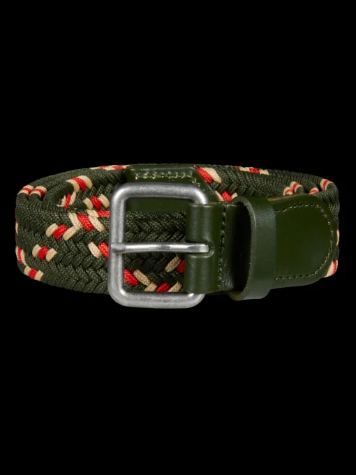 Leather trimmed braided cord belt