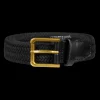 Leather trimmed canvas cord belt