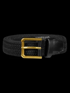 Leather trimmed canvas cord belt