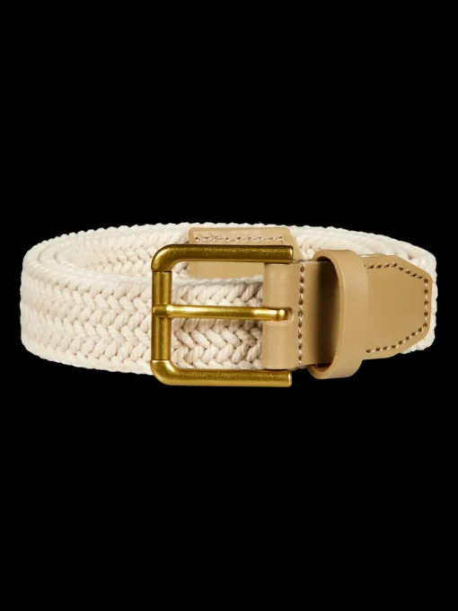 Leather trimmed canvas cord belt