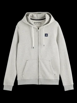 logo badge zip-through hoodie