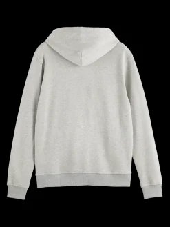 logo badge zip-through hoodie