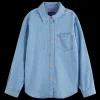 LONG SLEEVE SHIRT WITH ONE POCKET - WASHED INDIGO