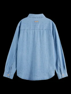 LONG SLEEVE SHIRT WITH ONE POCKET - WASHED INDIGO