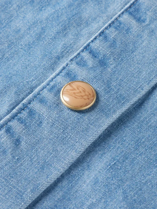 LONG SLEEVE SHIRT WITH ONE POCKET - WASHED INDIGO