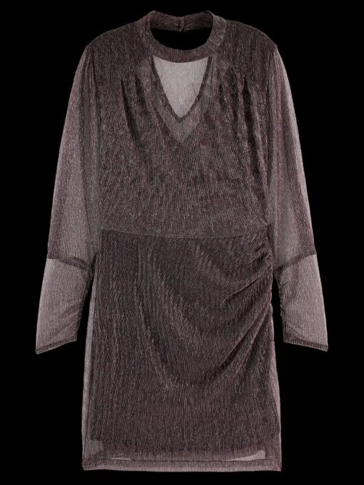 LUREX HIGH NECK MINI DRESS