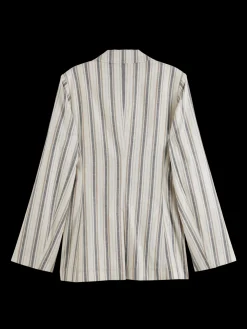 LUREX LINEN BLEND STRIPE BLAZER