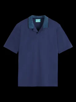 Melange collar polo