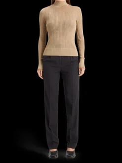 METALLIC POINTELLE FITTED PULLOVER