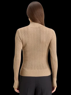 METALLIC POINTELLE FITTED PULLOVER
