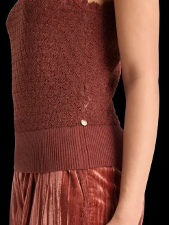 METALLIC POINTELLE KNITTED TANK