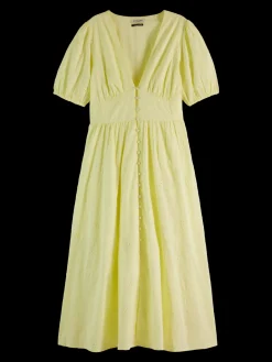MIDI DRESS WITH BRODERIE ANGLAISE