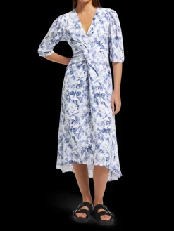 MIDI WRAP DRESS WITH KNOT DETAIL