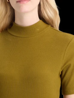 MOCK NECK RIB T-SHIRT