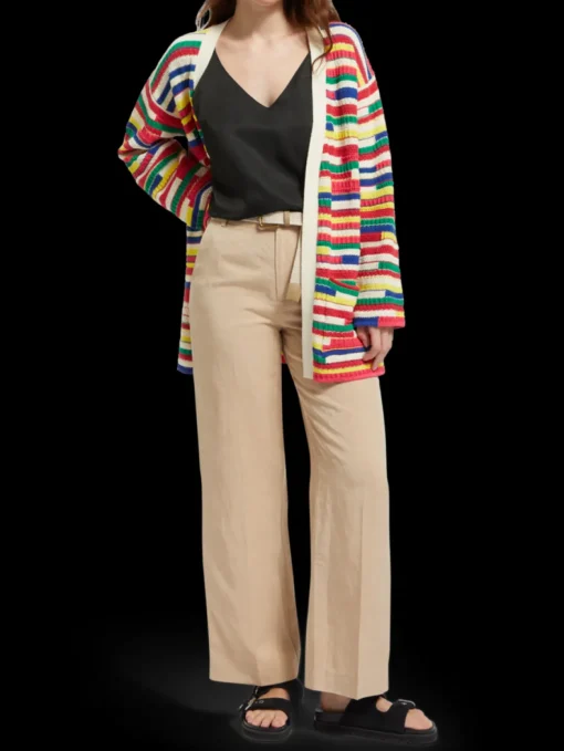 MULTICOLOURED INTARSIA KNITTED CARDIGAN