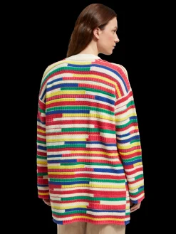 MULTICOLOURED INTARSIA KNITTED CARDIGAN
