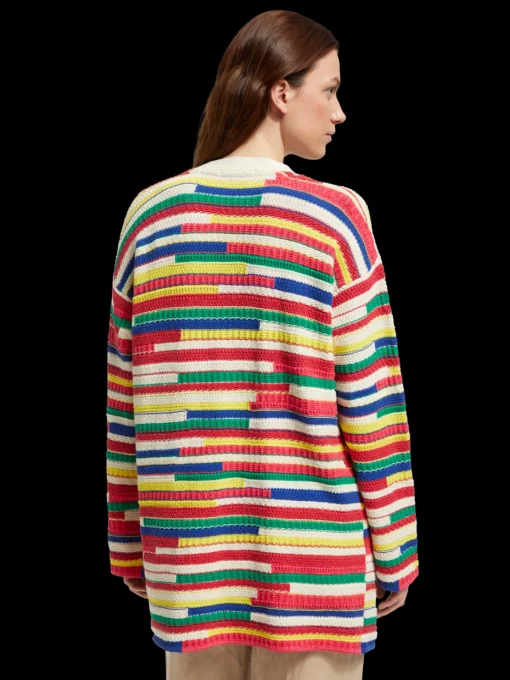 MULTICOLOURED INTARSIA KNITTED CARDIGAN