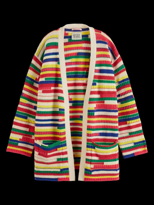 MULTICOLOURED INTARSIA KNITTED CARDIGAN