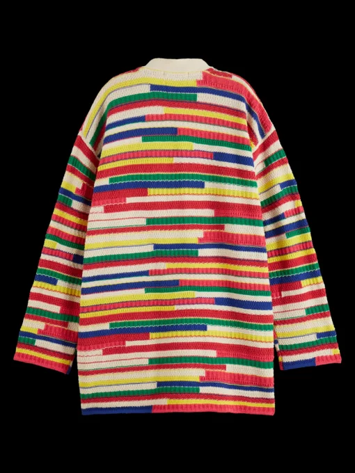 MULTICOLOURED INTARSIA KNITTED CARDIGAN