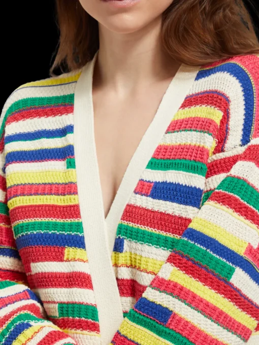 MULTICOLOURED INTARSIA KNITTED CARDIGAN