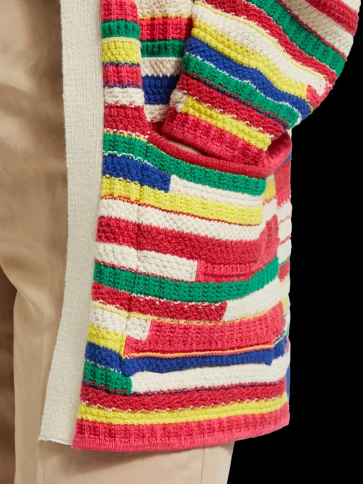 MULTICOLOURED INTARSIA KNITTED CARDIGAN