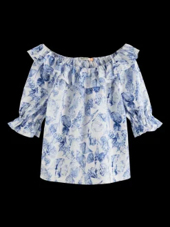 OFF SHOULDER TOP WITH RUFFLES