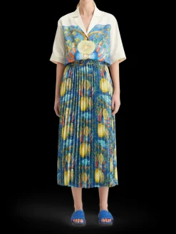 PLEATED PRINTED SKIRT EMBASSY OF THE FREE MIND PRINT