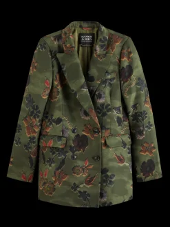 Poetry tapestry double breasted blazer