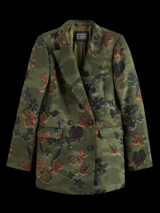 Poetry tapestry double breasted blazer