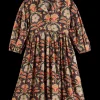 PRINTED VISCOSE MIDI DRESS