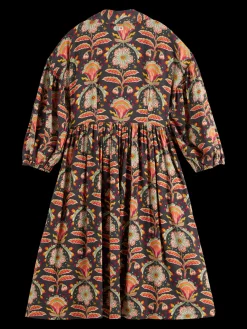 PRINTED VISCOSE MIDI DRESS