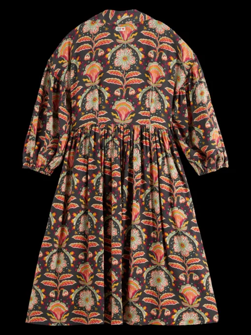 PRINTED VISCOSE MIDI DRESS